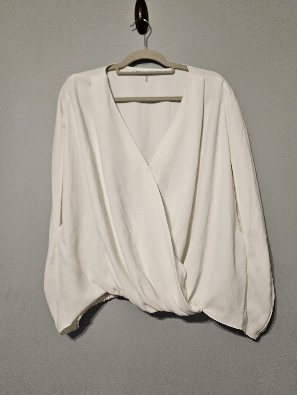 Trina Turk White Draped Wrap-Front Blouse